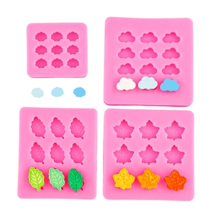 Set di 4 stampi in silicone rosa per artigianato a forma di nuvola e foglie di acero