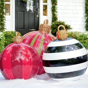 Large Christmas Inflatable Ball Outdoor PVC Decorative Ornament Hanging Snowflake Pattern Festive Holiday Garden Yard Decor