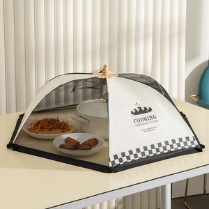Couvre-plat pliable hexagonal avec motif à carreaux pour protéger les repas à table