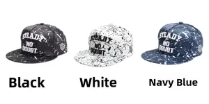 Three snapback caps with splatter marble print and STEADY NO DOUBT 3D embroidery
