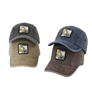 Kids vintage denim baseball caps with excavator embroidery in multiple colors