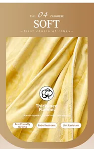Close-up of thick yellow flannel fabric showing soft texture for plush long bathrobes