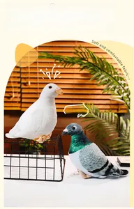 Detailed view of realistic plush pigeon toys featuring lifelike feathers and soft texture