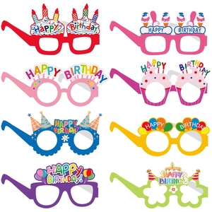 Happy Birthday Glasses Paper Photo Booth Props Cartoon Colorful Decorative Eyewear Party Supplies Kids Adults