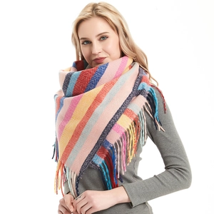 Herren Herbst Winter übergroßer gestreifter Schal mit langen Fransen und Stricktextur