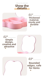 Close-up of pink petal-shaped cosmetic organizer with compartments and thickened material
