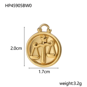 18K gold Libra zodiac pendant charm, dimensions 2.0x1.7cm and weight 3.2g for jewelry making