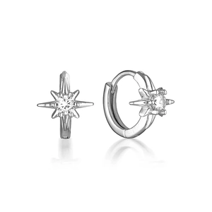 Elegante S925 Silber Stern Ohrringe mit funkelndem Zirkon auf weißem Hintergrund