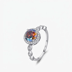 925 Sterling Silver Ring Round Rainbow Zircon Halo Marquise Shank Trendy Luxury Jewelry For Women