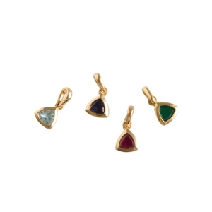 Triangle birthstone pendants in gold stainless steel with vibrant colorful zircons