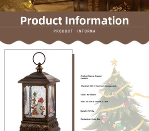 Detailed specs for Santa Claus snow globe lantern with dimensions 10.5x10.5x22cm