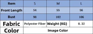 Size chart for women's knit cape top showing length and chest measurements in S, M, L