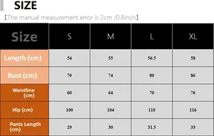 Detailed size guide for women's two-piece sleepwear set showing S to XL measurements
