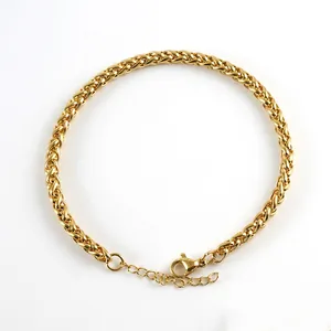 Stainless Steel Keel Chain Bracelet Adjustable Lobster Clasp Hip Hop Spiga Wheat Link Wristband For Men Women Gold Silver