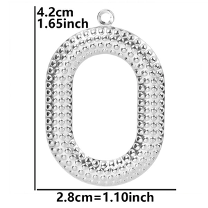 Silver stainless steel O-letter pendant with hammered texture and dimensions