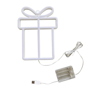 Gift box neon sign with LED lights and USB battery dual power for Christmas wall decor