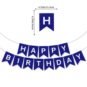 Blue Happy Birthday banner for boys with detailed dimensions 4.52x6.29 inches