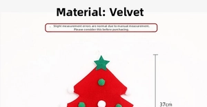 Detailed view of red velvet Christmas elf hat featuring colorful pom poms and 37cm height