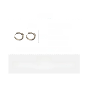 Detail view of silver double hoop earrings with dimensions 1.9cm height and 0.4cm width