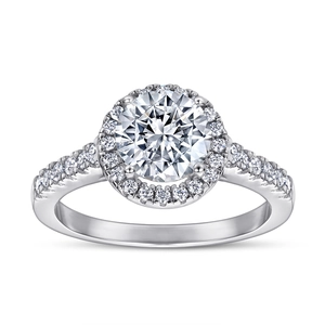 Elegant S925 sterling silver halo ring with a 1.2 carat round zircon and pave setting