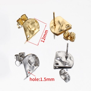 Orecchini geometrici a ventaglio in oro 18k e argento, 12mm con foro da 1.5mm