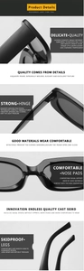 Detailed view of square sunglasses with strong hinges and comfortable nose pads