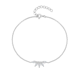 Macro shot of S925 sterling silver bracelet with marquise-cut zircon crown design