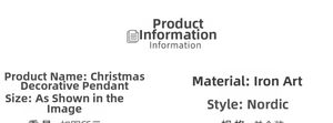 Specifications chart for Nordic style iron Christmas hanging snowflake decorations