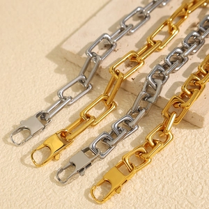 Chunky Paperclip Link Chain Necklace And Bracelet Stainless Steel Gold Plated Minimalist Punk Style Jewelry