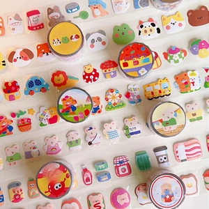 Cute cartoon animal themed washi tape set for DIY journaling and creative scrapbooking stickers