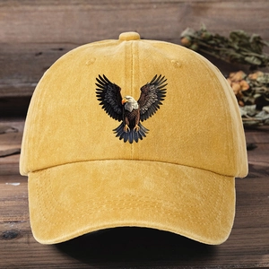 Baseball Cap Eagle Print Washed Retro Adjustable Outdoor Sun Protection Vintage Dad Hat For Men Women