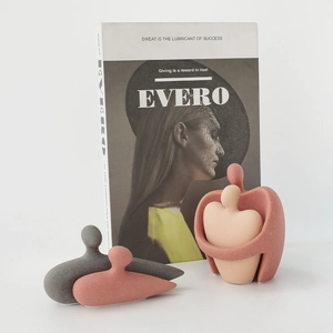Modern abstract couple ceramic figurines in Morandi colors for minimalist home decor