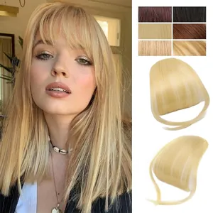 Synthetic High Temperature Fiber Air Bangs Clip In Hair Extension Natural Thin Front Fringe With Sideburns For Women