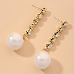 Long Dangle Earrings With Rhinestone And Imitation Artificial Pearl 925 Sterling Silver Earring Post Elegant For Women