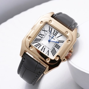 Orologio Al Quarzo Da Uomo Quadrante Quadrato Numeri Romani Cinturino In Pelle Cassa In Lega Retro Classico Elegante
