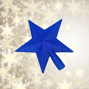 Blue glitter star tree topper with a frosted finish for Christmas tree decoration