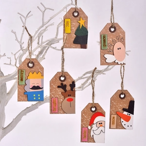 Christmas Wooden Hanging Ornaments 3D Layered Santa Snowman Reindeer Tags For Holiday Tree Decor Party Favors