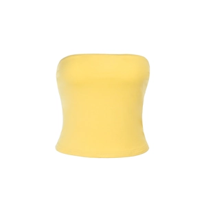 Slim fit yellow strapless tube top for women with elastic fabric and 2025 streetwear style