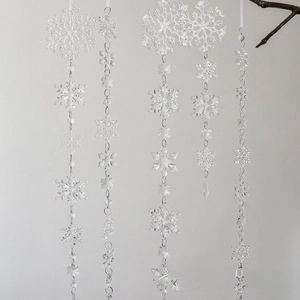 Acrylic Snowflake Hanging Decoration String For Christmas Tree Window Holiday Party Winter Theme Transparent Crystal