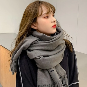 Solid Color Winter Scarf Imitation Cashmere Thickened Warm Shawl With Tassels For Men And Women Fashion Soft