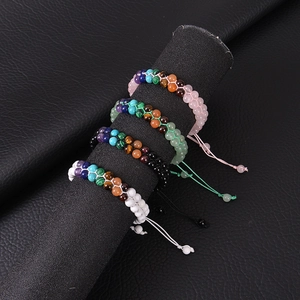 Handmade 7 Chakra natural stone braided bracelets with tree of life charm details