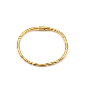 Minimalist 18k gold plated snake bone chain bracelet with cylindrical clasp for women