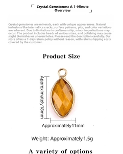 Macro detail of marquise gemstone pendant with gold metal trim measuring 18mm by 11mm