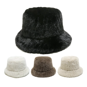 Chapeau Bob En Fausse Fourrure À Rayures Peluche Chaud Hiver Automne Extérieur Coupe-Vent Accessoires De Mode Pour Femmes