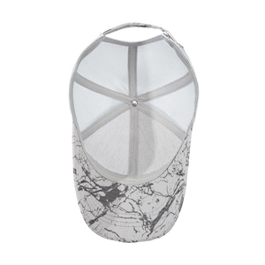 Men's summer mesh trucker hat with gray marble pattern for outdoor sun protection