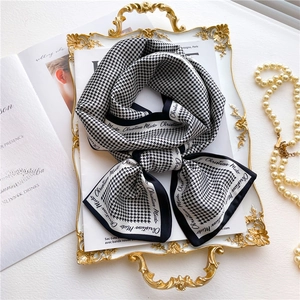 Long Skinny Scarf Imitation Satin Double Layer Houndstooth Zebra Pattern Fashion Neck Tie Hair Ribbon Bag Accessory Women