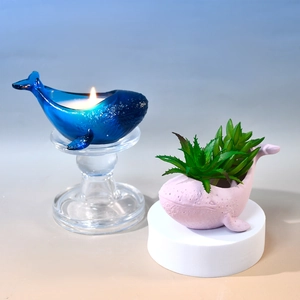 Whale shaped silicone molds for DIY resin candle holders and succulent flower pots