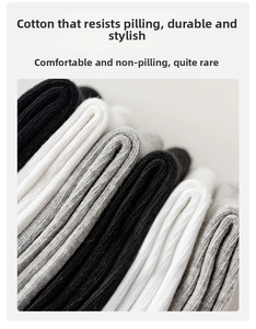 Detail of ribbed cotton socks in black white and grey showing pilling resistant texture