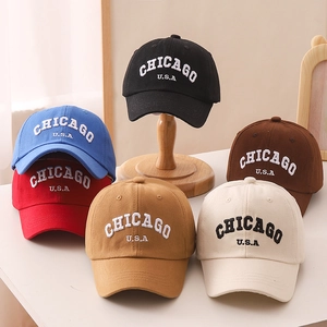 Kids Cotton Baseball Cap Letter Embroidery Sun Protection Adjustable Hat Boys Girls American Retro Casual