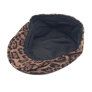 Retro leopard print suede beret hat with high-quality inner lining for women